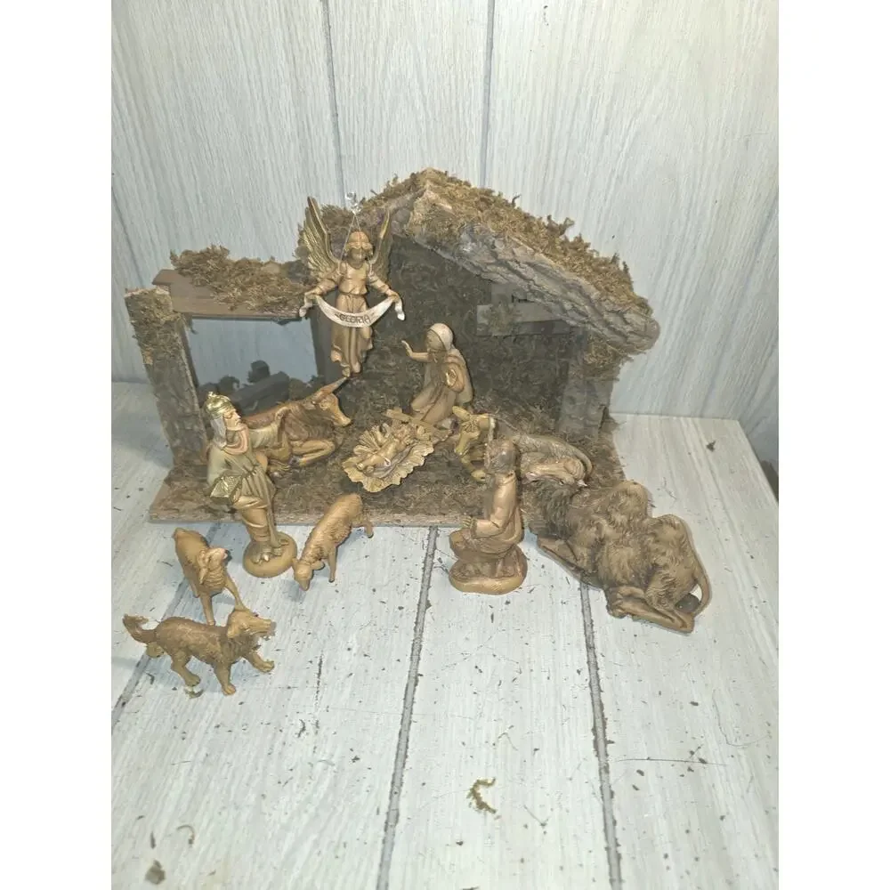 Vintage 1983 Fontanini Roman Italy Heirloom Nativity Set 11 W/Chreche Holiday